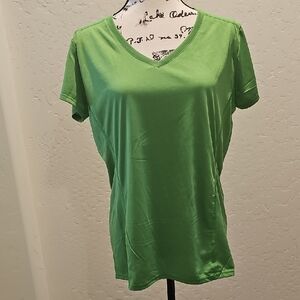 Green V-Neck Women's Top